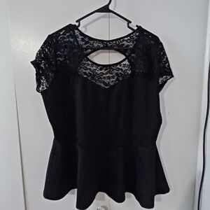 Ambiance Black Lace Peplum Blouse